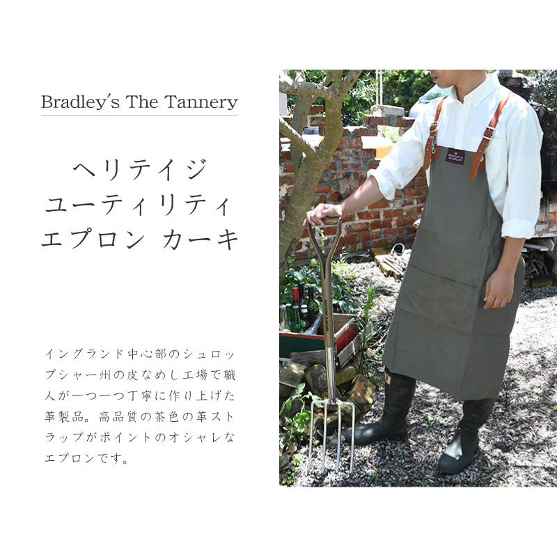 英国 BRADLEYS ブラッドリーズ  ヘリテイジ ユーティリティ エプロン カーキ フリーサイズ 畑仕事の画像