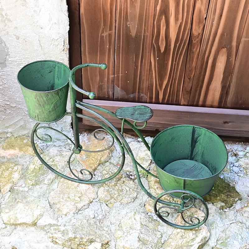 ガーデンサイクル フラワースタンド ダークグリーン 自転車 三輪車