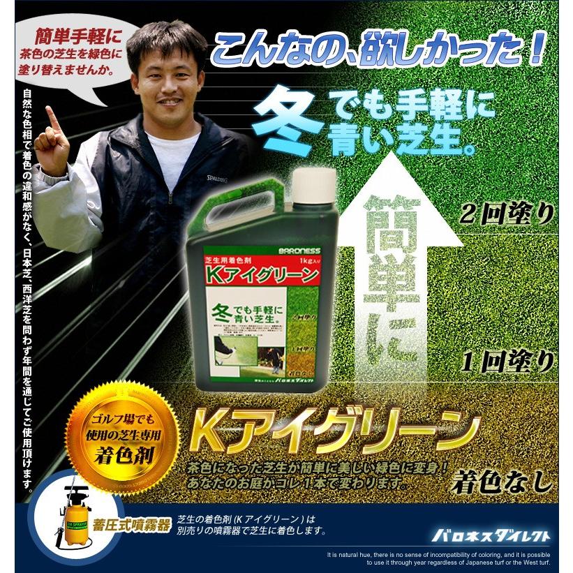 バロネス 芝生 着色剤散布セット 芝生用着色剤 Kアイグリーン 1kg＆