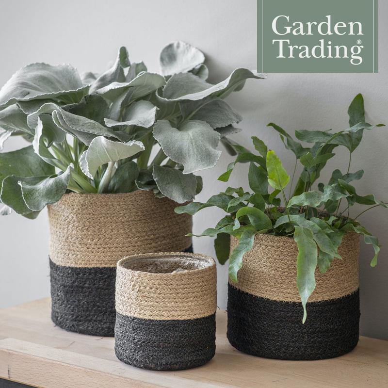 英国ブランド Garden Trading ツートン 植木鉢カバー 3個セット 麻 ジュート ガーデントレーディング ギフト