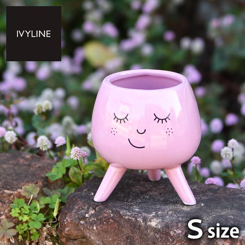 IVYLINE 脚付きフェイスポット Sサイズ ライラック ピンク 直径約7cm