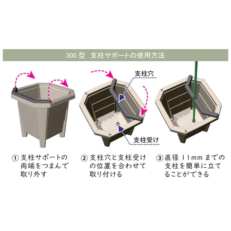 花と野菜のプランター スクエアー30cm ホワイト 2個セット 支柱