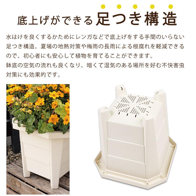 H＊さま プランター2個 花と野菜のプランター スクエアー30cm ホワイト 支柱サポート付き 13L