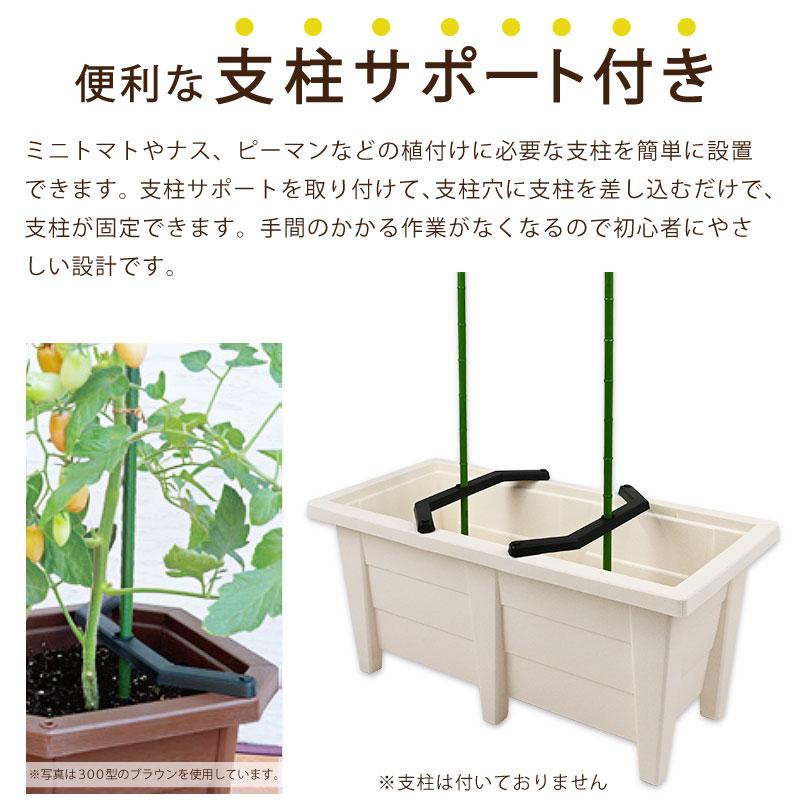 H＊さま プランター2個 花と野菜のプランター 60cm ホワイト 2個セット 支柱サポート付き 28L