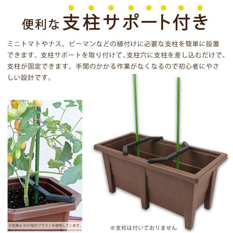 花と野菜のプランター 60cm ブラウン 支柱サポート付き 28L 家庭菜園