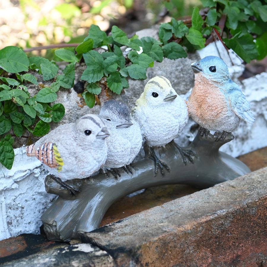 ガーデンオーナメント 小鳥 4羽 置物 おしゃれ オブジェ 屋外 屋内