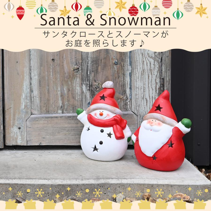 クリスマス まんまるサンタ＆スノーマン セット オーナメント 庭 置物