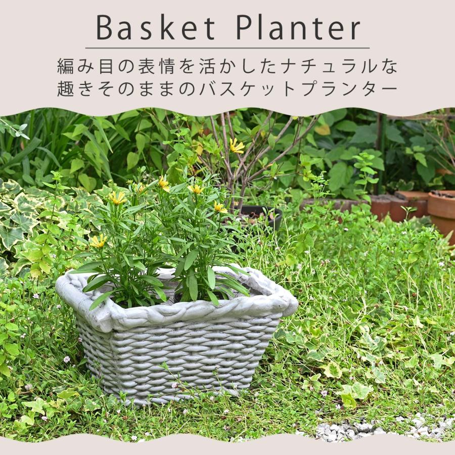 バスケットプランター ホワイト ガーデンオブジェ 植木鉢 ガーデニング