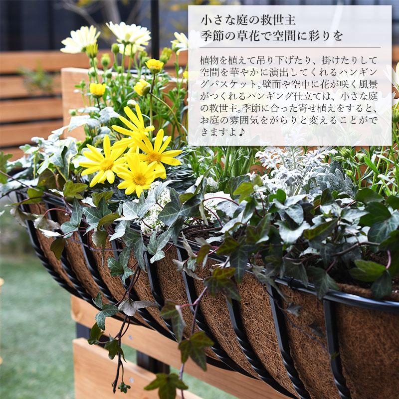 壁掛け ツイスト ハンギングバスケット 60cm 2個セット ヤシマット付き