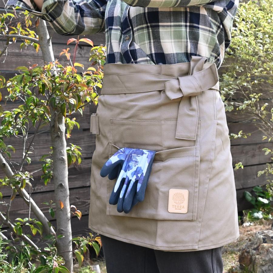 ショートエプロン ガーデニング TERRA テラ W100cm×H40cm ベージュ