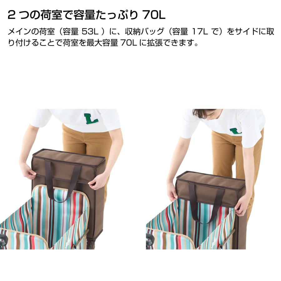 LOGOS（ロゴス） 丸洗いバッグインキャリーカート ブルーストライプ 