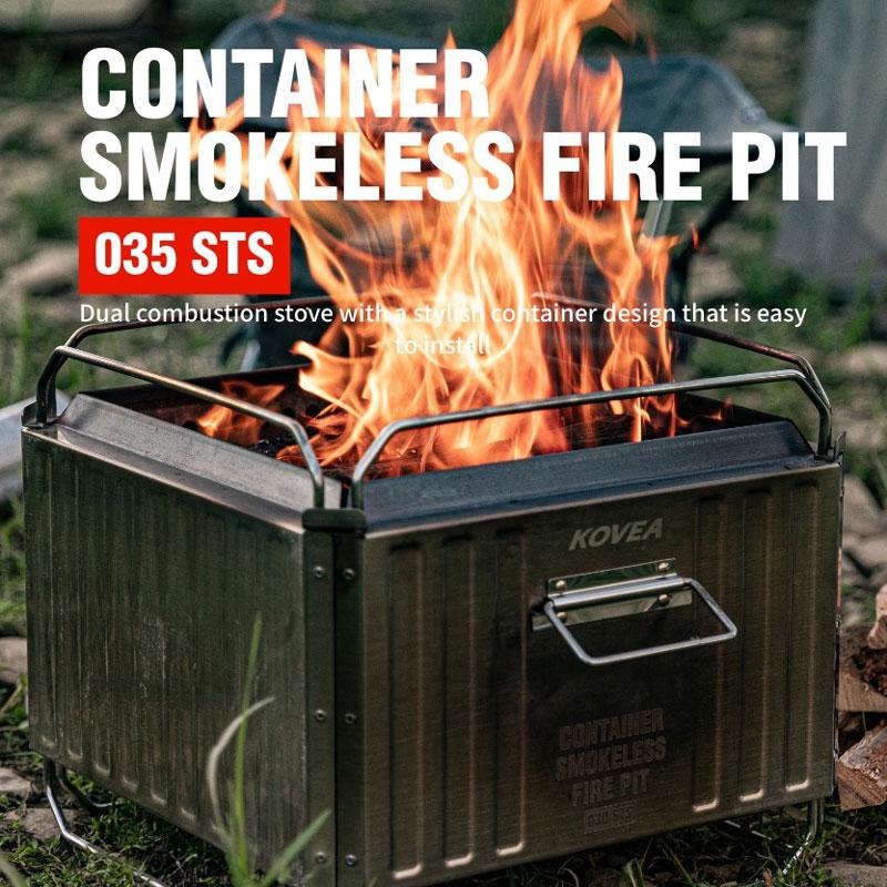 ステンレス ファイヤーピット 収納ケース付き KOVEA 正規販売 コベア CONTAINER SMOKELESS FIRE PIT コンテナ