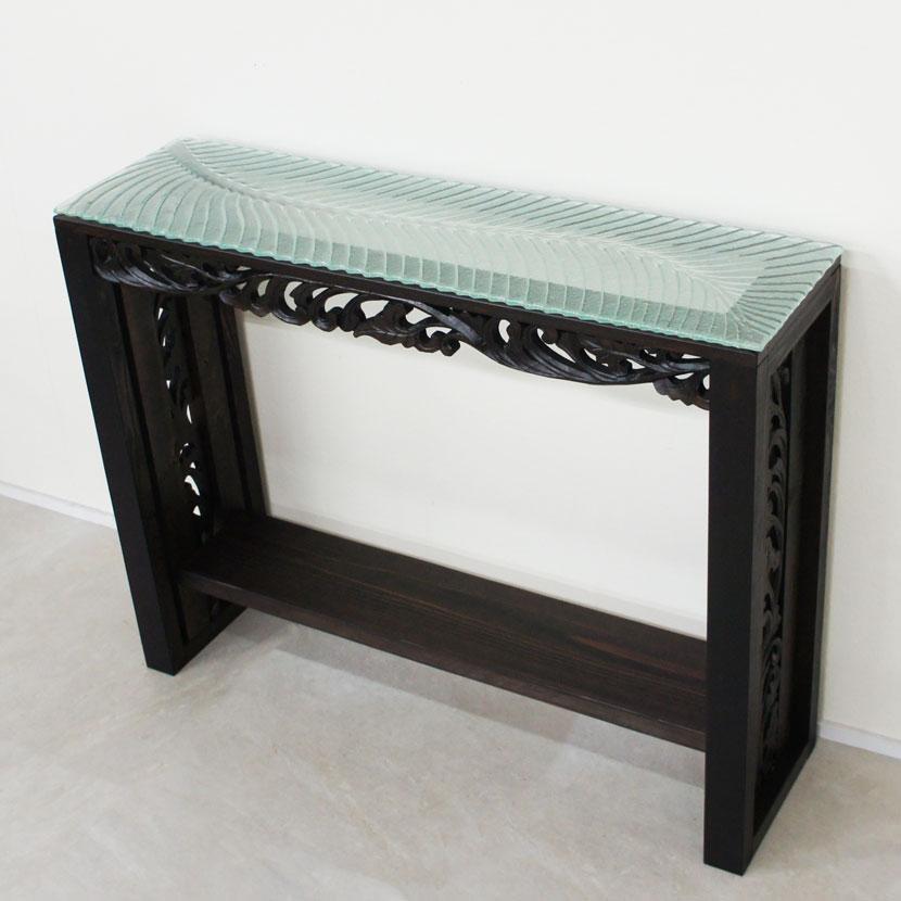 アジアン家具　バリ　木製ガラス天板付き長方形テーブル アジアン家具 バリ 木製ガラス天板付き長方形テーブル センター・ロー