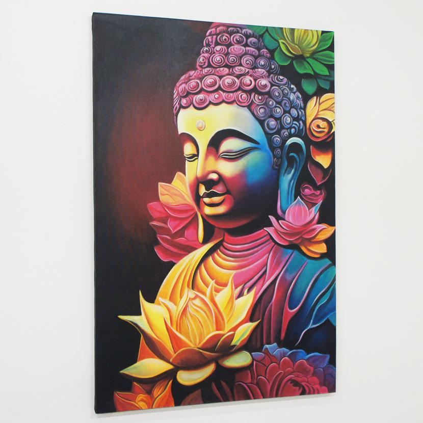 バリ絵画 バリ雑貨絵画 アジアン絵画 バリ雑貨壁飾り アジアン壁掛け バリアート 絵画 インテリアアート アートパネル アジアンインテリア ブッダ 150×100cmの画像