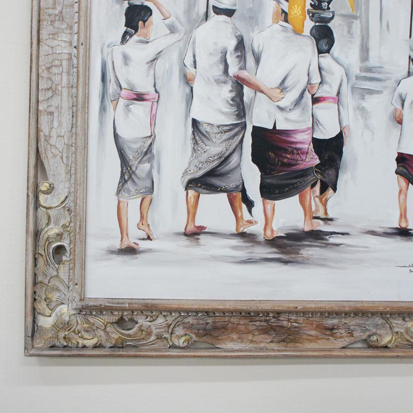 バリ絵画 バリ雑貨絵画 アジアン絵画 バリ雑貨壁飾り アジアン壁掛け 絵画 バリアート インテリアアート アートパネル アジアンインテリア お祭り 122×102cmの画像
