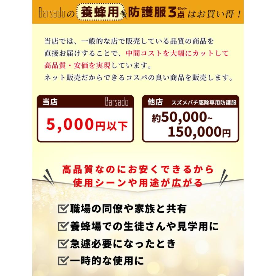 養蜂用 防護服 蜂 蜂防護服 上下服 フェイスネット 手袋 3点 セット / 蜂の巣 害虫 蜂 駆除 に【送料無料】 |  | 09