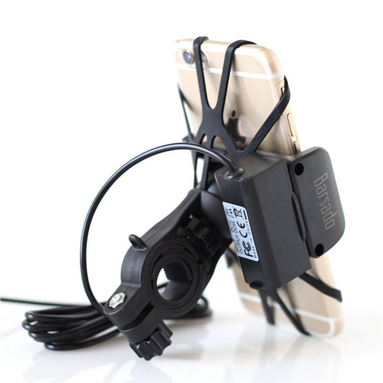 バイク用 USB 電源 2.4A(5V / 2.4A) ソケット付 急速充電 防水仕様 スマホ スマートフォン ホルダー バー マウント 多機種対応 落下防止用 ラバーグリップ 付属 |  | 01