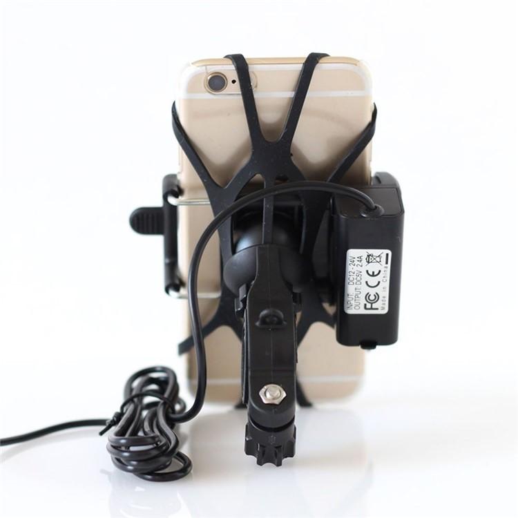 バイク用 USB 電源 2.4A(5V / 2.4A) ソケット付 急速充電 防水仕様 スマホ スマートフォン ホルダー バー マウント 多機種対応 落下防止用 ラバーグリップ 付属 |  | 02