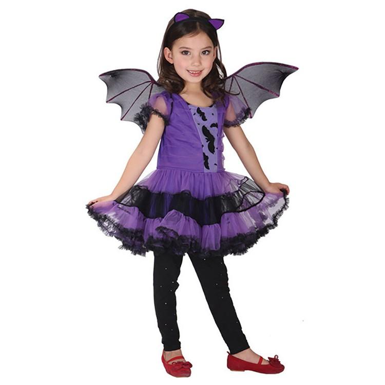 ハロウィン 仮装 子供 コスプレ 衣装 女の子 ドレス 魔女 コウモリ キッズ ワンピース チューシャ 翼 3点セット コスチューム デビル 変装 舞台服 |  | 02