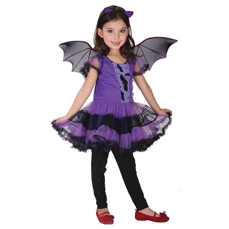 ハロウィン 仮装 子供 コスプレ 衣装 女の子 魔女 コウモリ 蝙蝠 かわいい キッズ ワンピース チューシャ 翼 3点セット コスチューム デビル |  | 02