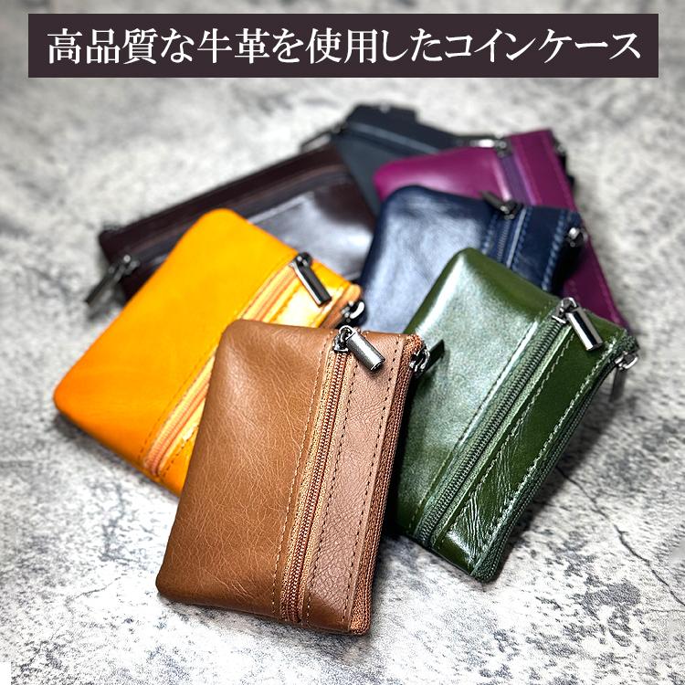 本革 コインケース 小銭入れ メンズ レディース ミニ財布 革 牛革 キーリング付き コンパクト ファスナー 小さい 薄い ストラップ |  | 01