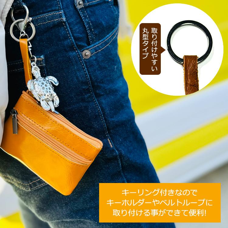 本革 コインケース 小銭入れ メンズ レディース ミニ財布 革 牛革 キーリング付き コンパクト ファスナー 小さい 薄い ストラップ |  | 05