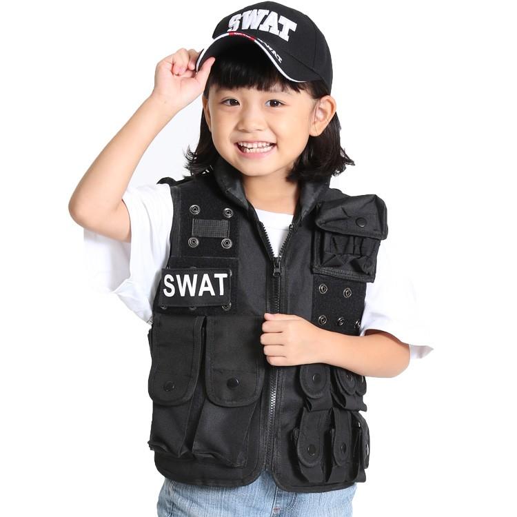 SWATコスプレ子供キッズ130衣装タクティカルベスト帽子セット110 120 SWATコスプレ子供キッズ130衣装タクティカルベスト帽子セット110