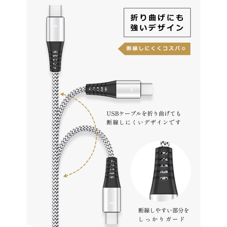 usb type-c ケーブル【3本セット】0.3m/1.2m/1.8m 2.4A タイプc