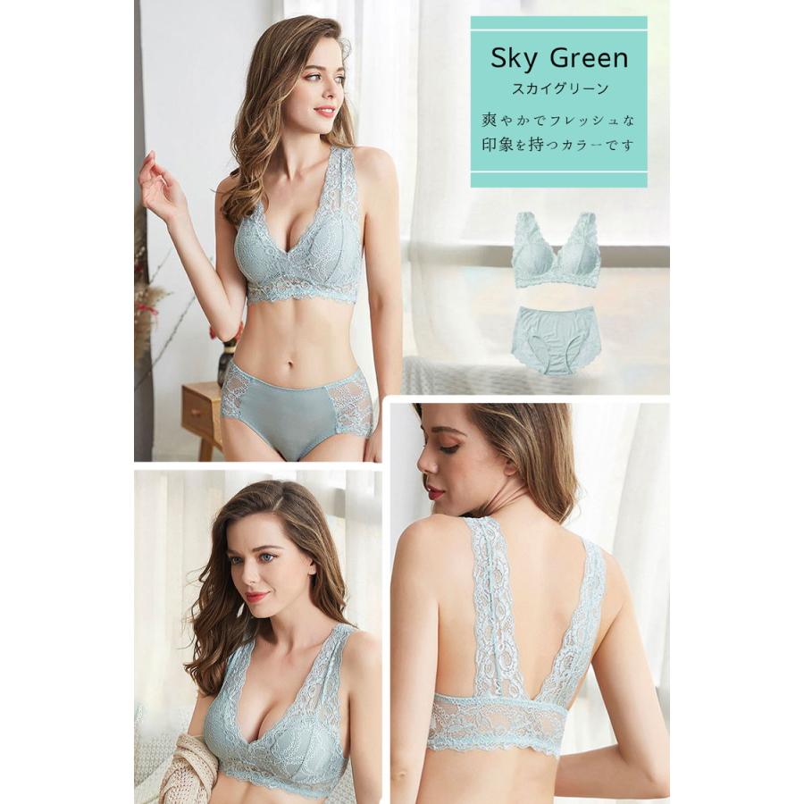 ブラジャー ショーツセット ナイトブラ パンツ レース ストレッチ ノンワイヤー 可愛い 垂れ パッド 下着 おしゃれ 育乳 谷間  ブラジャー ショーツ セット |  | 17