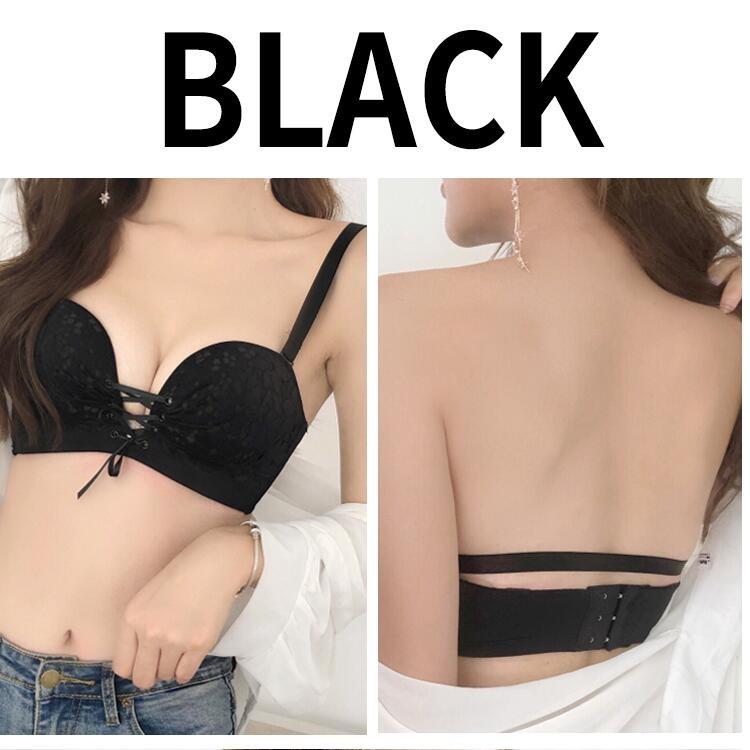 ストラップレスブラ 盛れる ブラジャー ノンワイヤー 肩紐なし 盛り レース 育乳 谷間 脇高 ピンク ワイヤーなし 極厚 内蔵パッド |  | 15