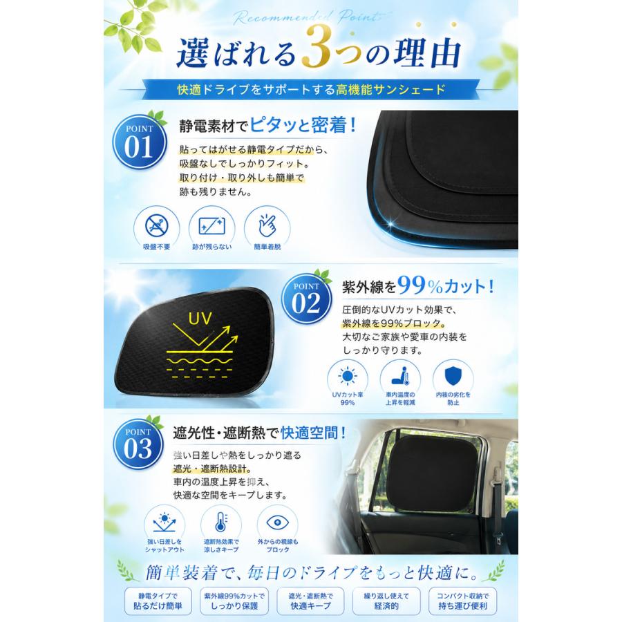 サンシェード 車 サイド 静電気式 折りたたみ コンパクト 自動車 運転席 助手席 後部座席 リア 窓 携帯 UVカット  日よけ 軽自動車 紫外線対策  収納袋付き |  | 11