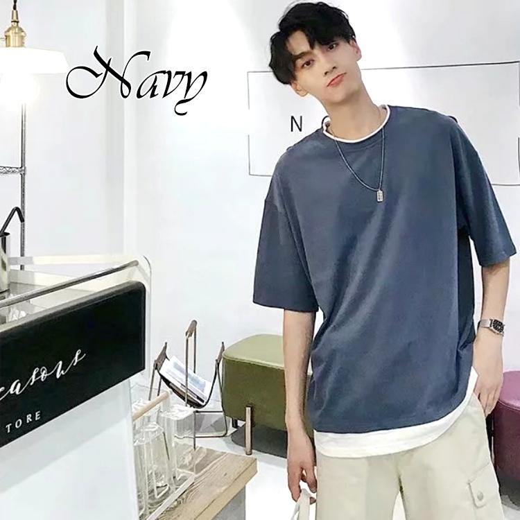 Tシャツ メンズ レイヤード 半袖 スタイル 無地 シンプル ゆったり 男女兼用 ファッション メンズファッション 半袖 おしゃれ 春 夏 トップス |  | 10