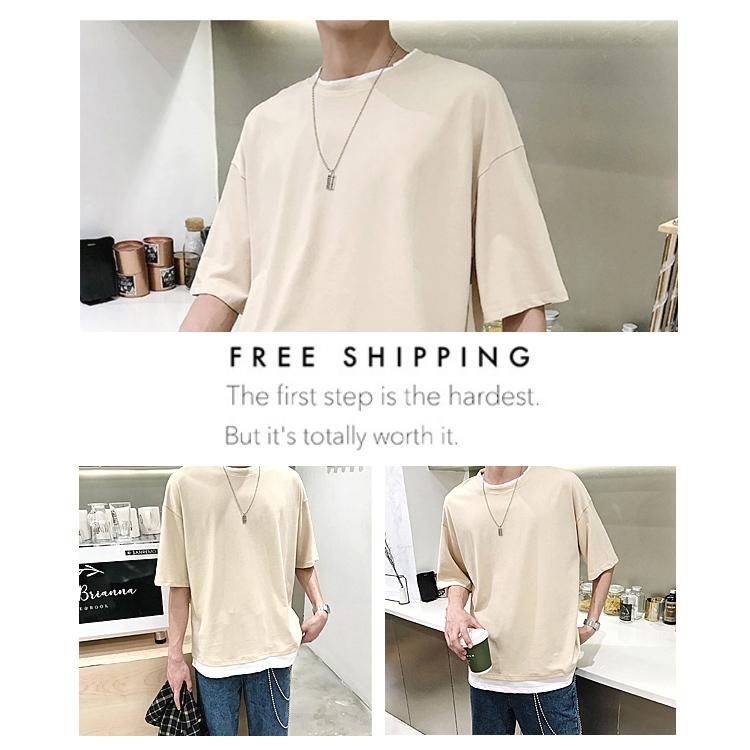 Tシャツ メンズ レイヤード 半袖 スタイル 無地 シンプル ゆったり 男女兼用 ファッション メンズファッション 半袖 おしゃれ 春 夏 トップス |  | 14