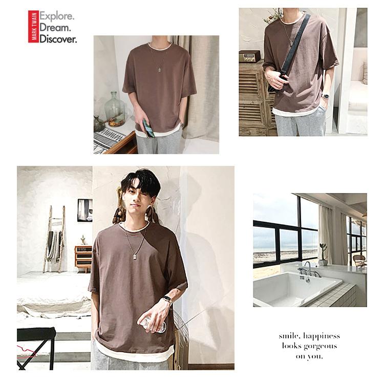 Tシャツ メンズ レイヤード 半袖 スタイル 無地 シンプル ゆったり 男女兼用 ファッション メンズファッション 半袖 おしゃれ 春 夏 トップス |  | 17