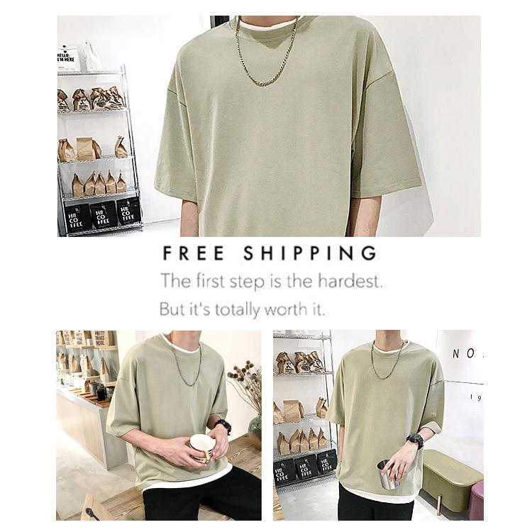 Tシャツ メンズ レイヤード 半袖 スタイル 無地 シンプル ゆったり 男女兼用 ファッション メンズファッション 半袖 おしゃれ 春 夏 トップス |  | 19