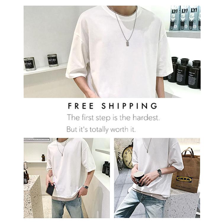 Tシャツ メンズ レイヤード 半袖 スタイル 無地 シンプル ゆったり 男女兼用 ファッション メンズファッション 半袖 おしゃれ 春 夏 トップス |  | 09