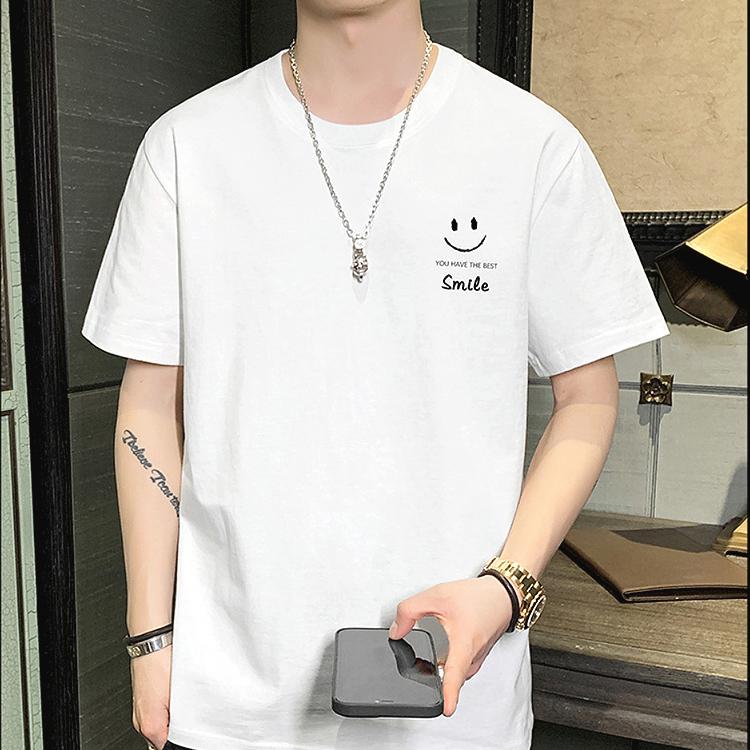 【在庫処分市】 Tシャツ メンズ スマイル デザイン 半袖 綿100％ スタイル 無地 シンプル 楽ちん ゆったり 男女兼用 ファッション |  | 10