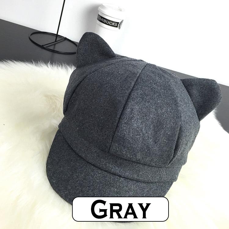 帽子 レディース 猫耳 キャスケット おしゃれ 秋冬 秋 冬 シンプル 可愛い 小顔 小顔効果 UVカット 紫外線対策 女性用 ウール ブラック グレー レッド 冬物 |  | 08