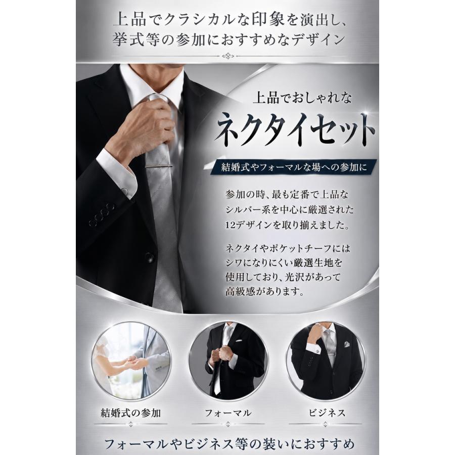ネクタイ 結婚式 親族 シルバー 4点 セット 成人式 おしゃれ グレー