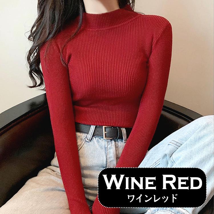 リブニット 長袖 ニット リブ レディース セーター 秋冬 秋 冬 薄手 リブ素材 高伸縮 カットソー ハイネック トップス ストレッチ シンプル |  | 14