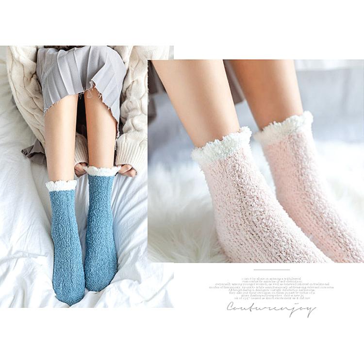 【在庫処分市】 靴下 ソックス レディース 7足セット 暖かい おしゃれ もこもこ パステル 冬 カラー デザイン ルームソックス |  | 09