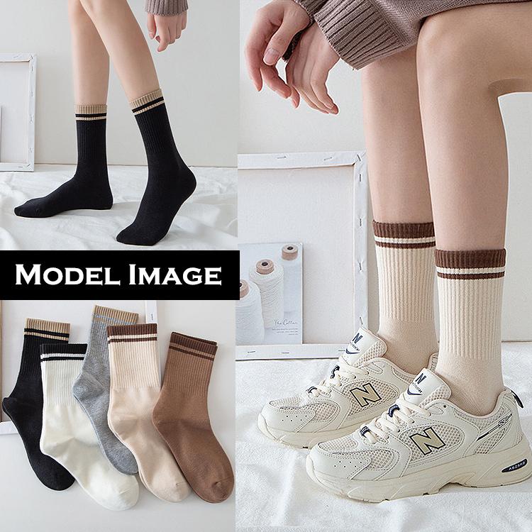 靴下 レディース クルーソックス 5足セット ソックス くつ下 ライン メンズ 男女兼用 クルー丈 ショート 可愛い ショート 女性 春 夏 秋 |  | 06