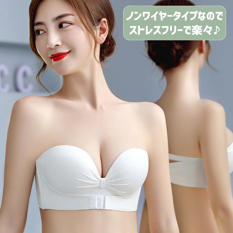 ストラップレスブラ 肩紐なし ストラップレス ブラ チューブトップ ずれない 落ちない 盛れる ブラジャー 結婚式 ノンワイヤー シームレス フロントホック |  | 03