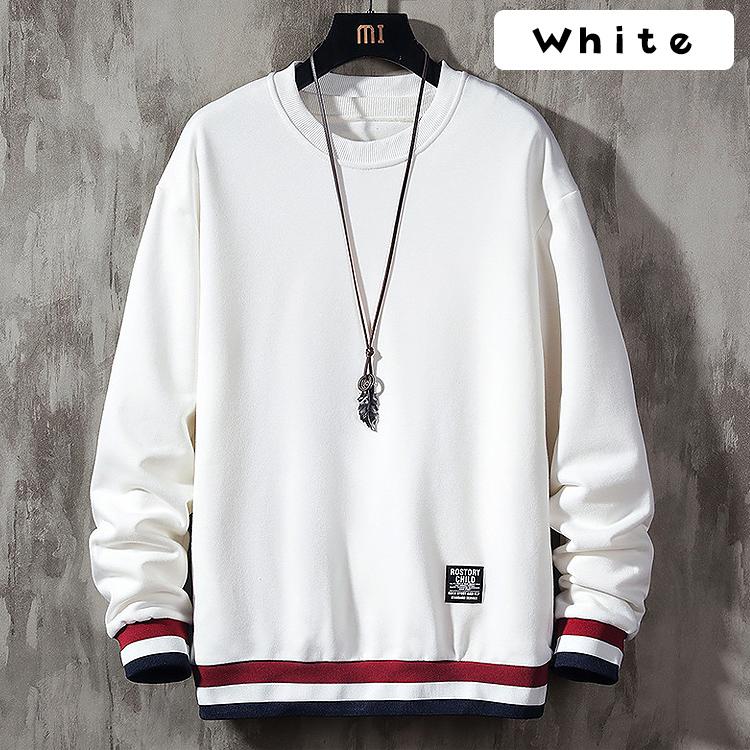 トレーナー メンズ おしゃれ スウェット 秋 冬 トップス おしゃれ かわいい プルオーバー レイヤード風 重ね着風 ライン入り 長袖  tシャツ 無地 ロゴ |  | 13