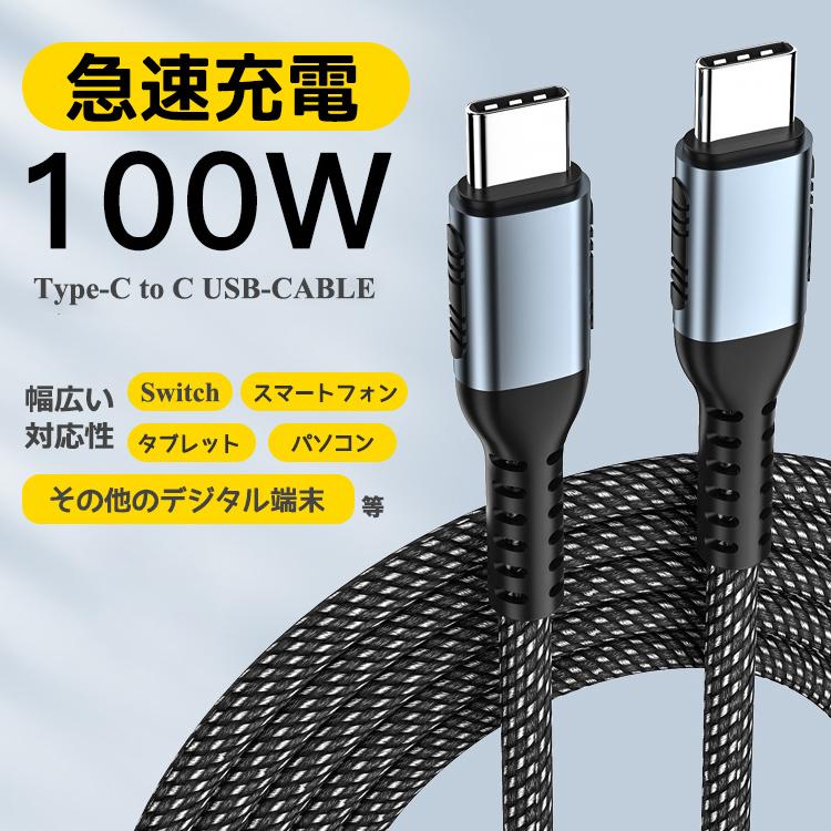 2in1 USB C ケーブル 1M PD対応 100W急速充電 1m グレー 2in1 USB C ケーブル 1M PD対応 100W急速充電 1M