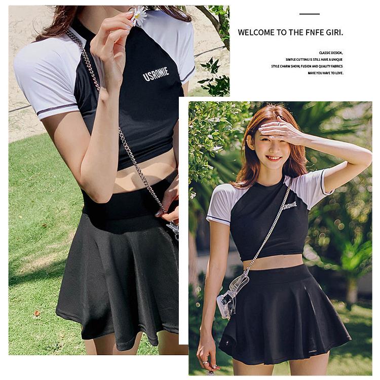 水着 レディース 体型カバー タンキニ ビキニ フィットネス スポーティー 可愛い 女の子 女性 大人 体型 おしゃれ フリル フレアスカート バイカラー |  | 06