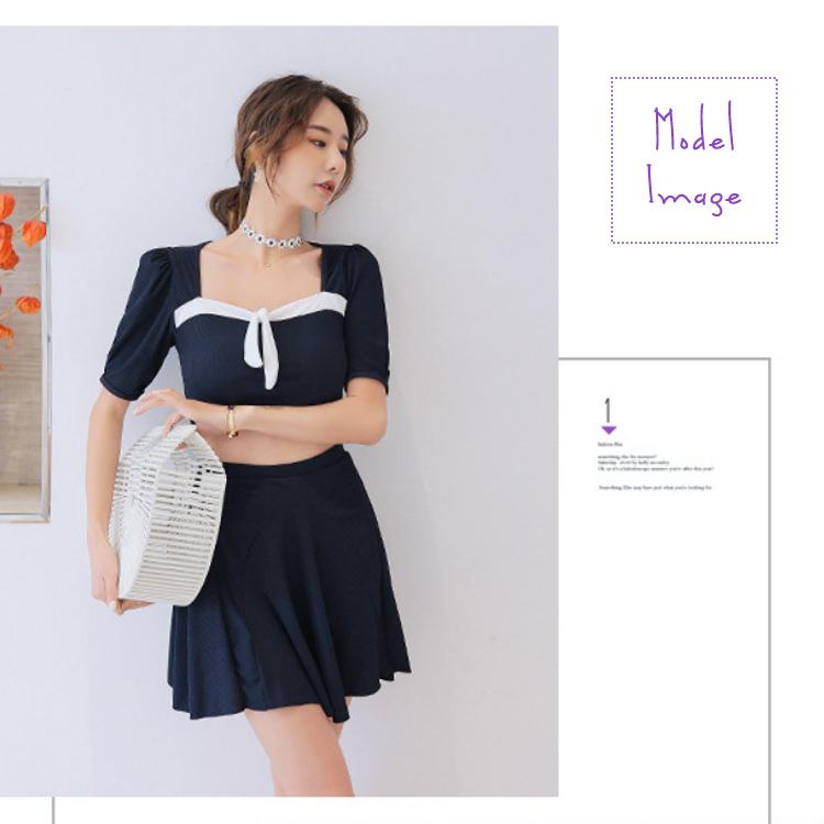 水着 レディース 体型カバー タンキニ ビキニ フィットネス リボン 可愛い 女の子 女性 大人 体型 おしゃれ フリル フレアスカート シンプル |  | 08