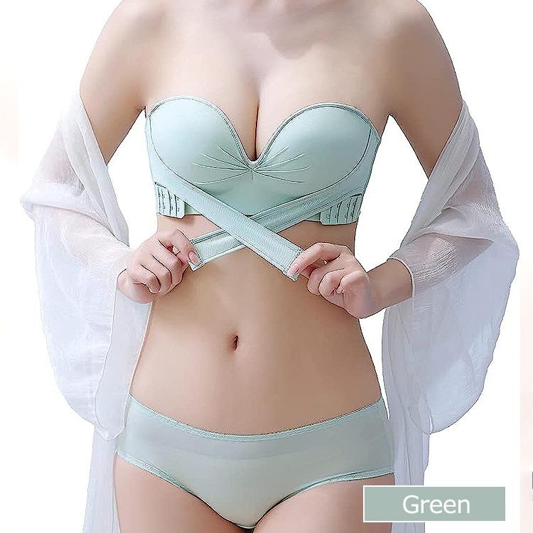 ストラップレスブラ ショーツ セット クロス止め 落ちない ずれない 肩