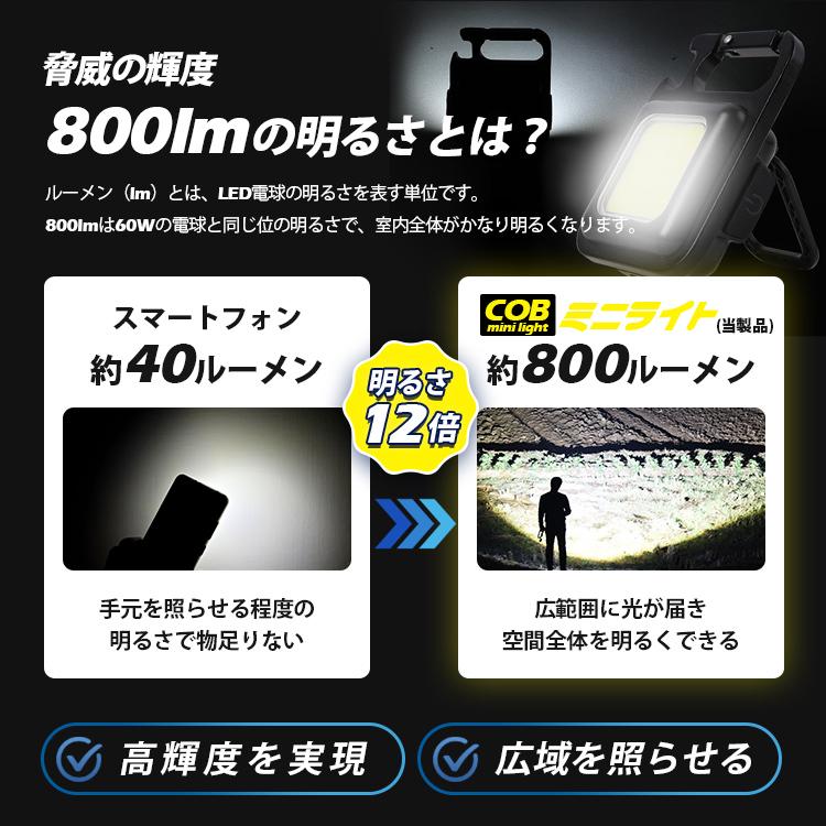 2個セット COB LED ライト ミニライト 最強 800lm 懐中電灯 ミニ投光器 小型ライト TypeC 作業灯 投光器 充電式 高輝度 マグネット式 アルミ合金タイプ |  | 03