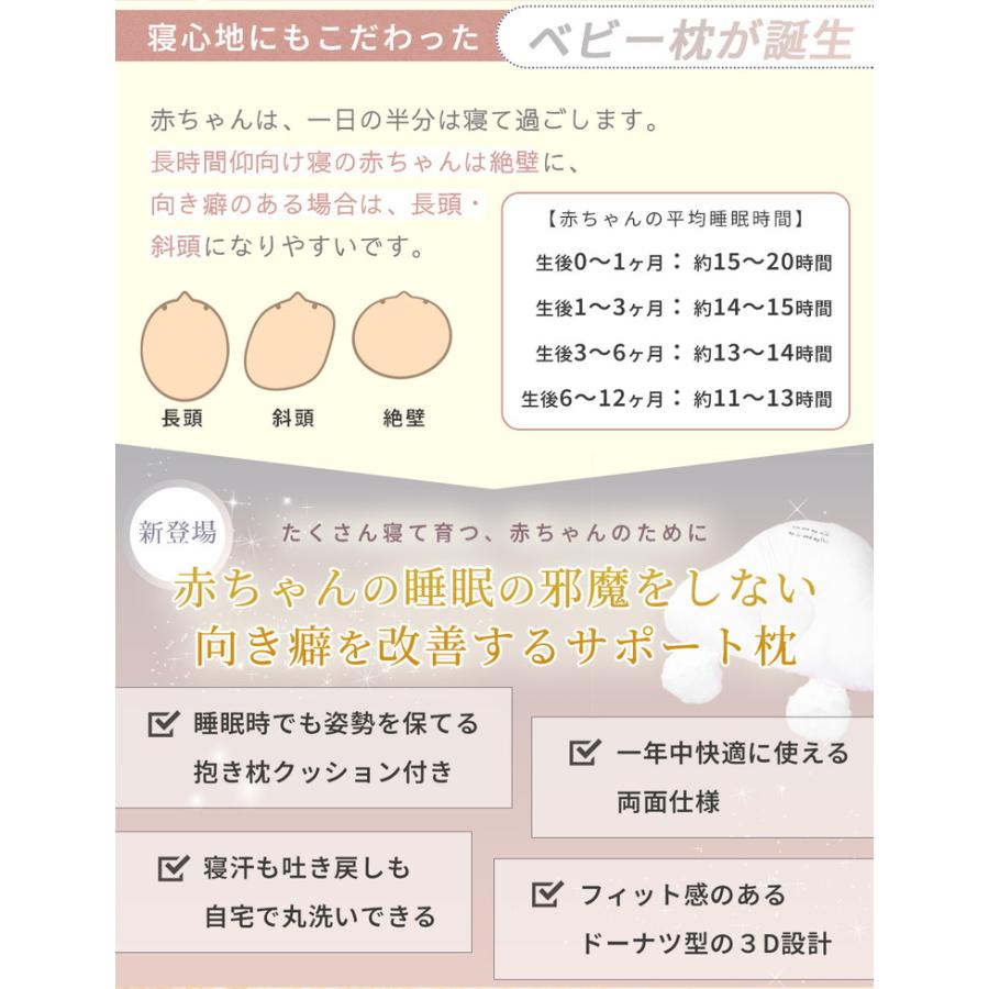 【ベテラン助産師監修ベビー枕】 ベビー枕 赤ちゃん 枕 絶壁防止 新生児 まくら 抱き枕 ベビーピロー 傾斜 頭の形 矯正 向き癖 吐き戻し 向き癖防止 高さ調節 |  | 09